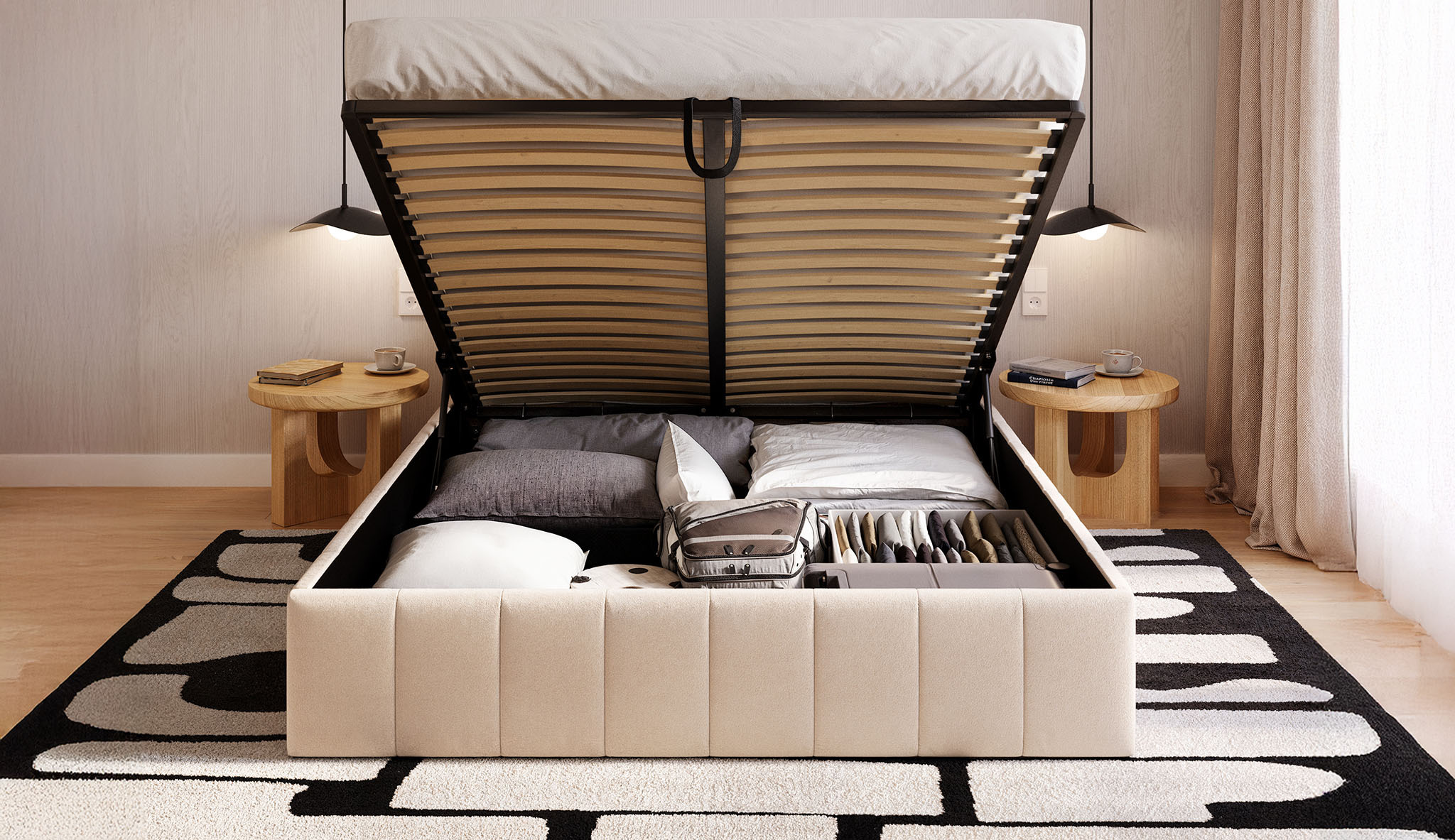 LunaBed SOL – pojemnik na pościel i metalowy stelaż