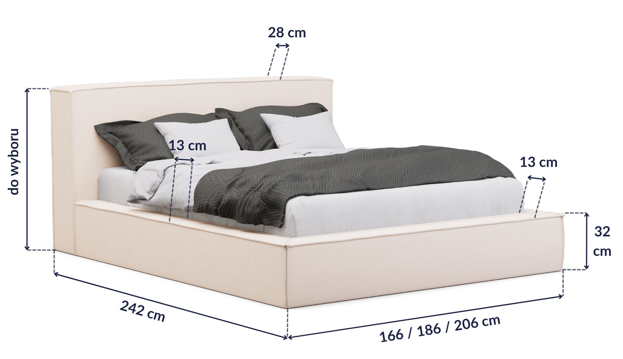 LunaBed PROXIMA – wymiary łóżka